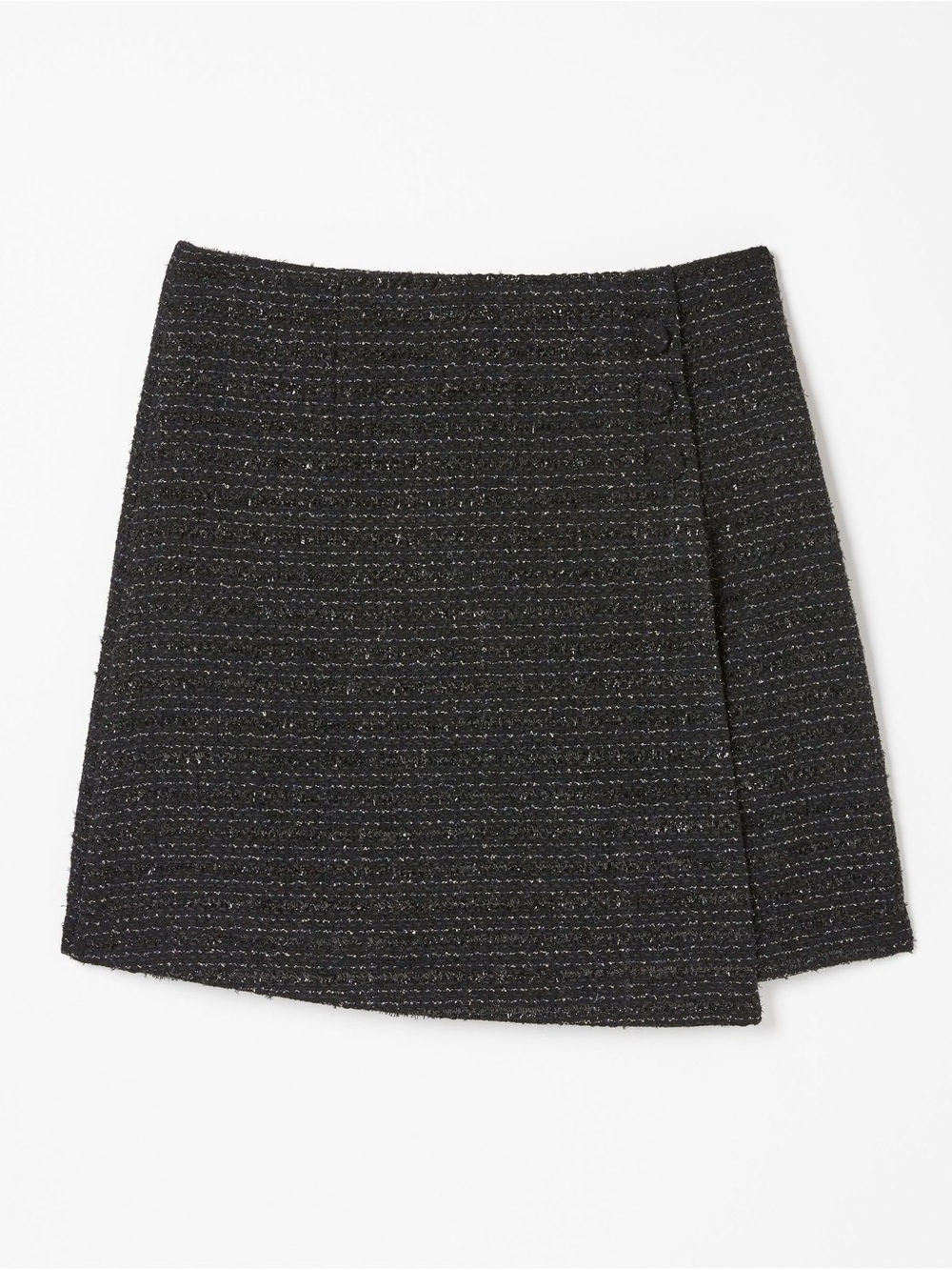 FatFace Lily Metallic Tweed A-Line Mini Skirt Black NWT US 8